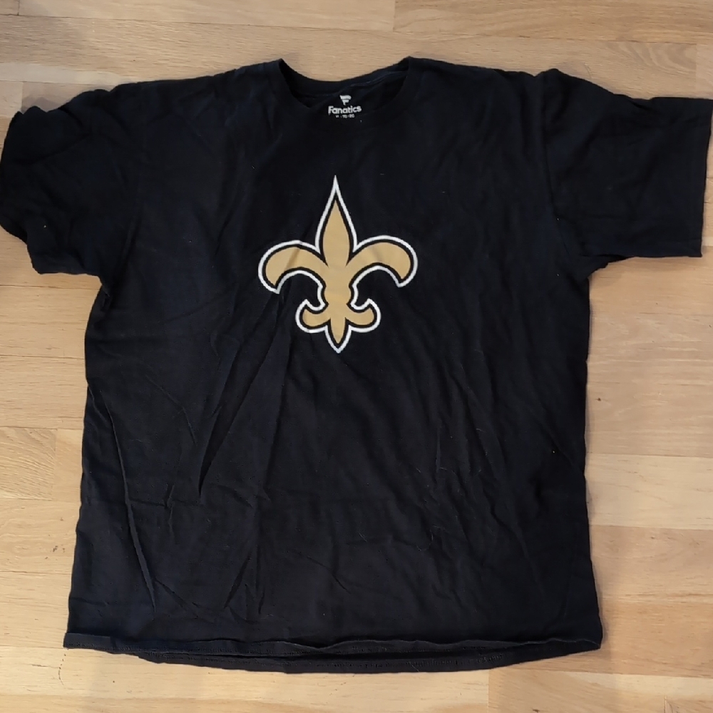 Saints Reebok Black Tee with Gold Fleur-de-Lis